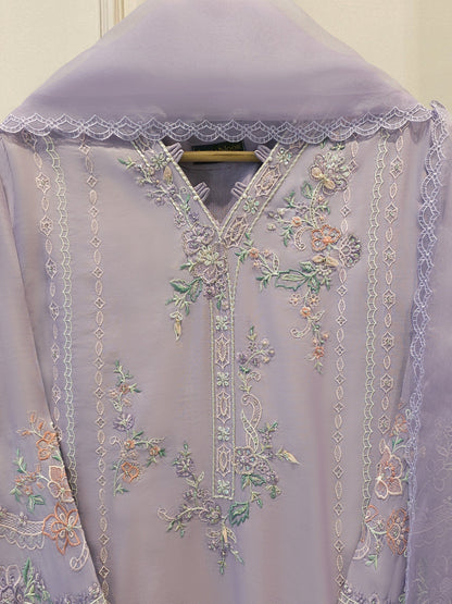 3 Piece - Pure Embroidered Cotton Net Suit