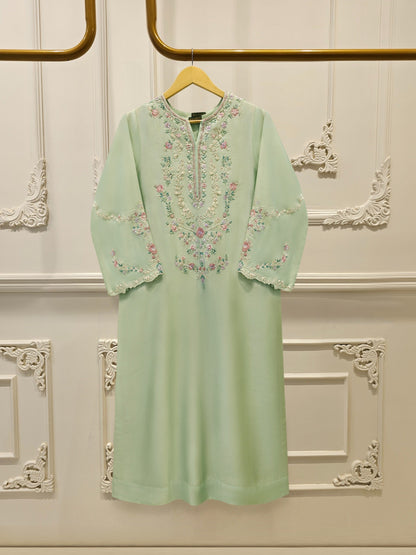 Pure Embroidered Sheesha Silk Shirt