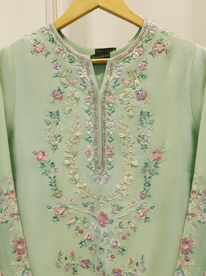 Pure Embroidered Sheesha Silk Shirt