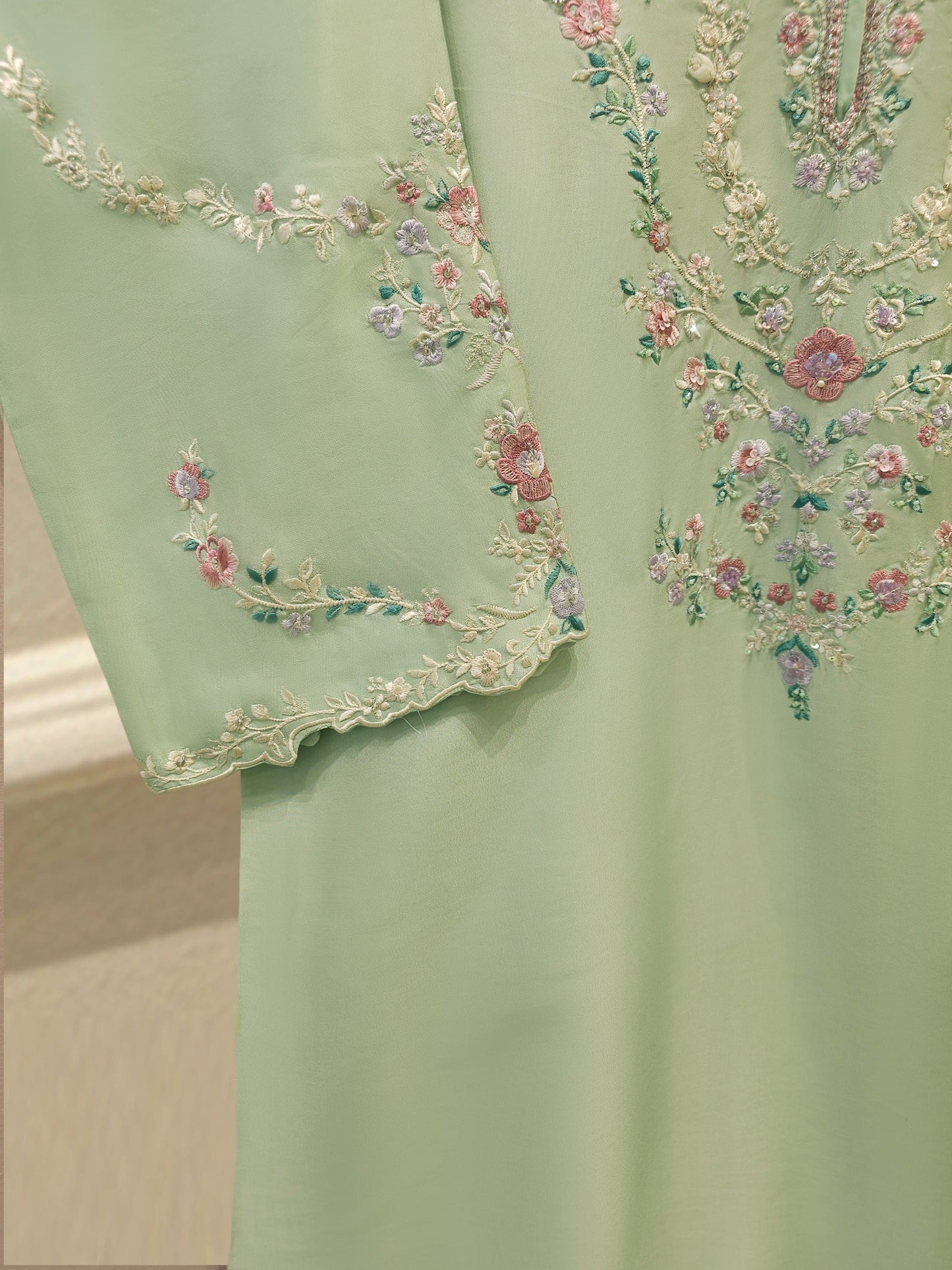 Pure Embroidered Sheesha Silk Shirt