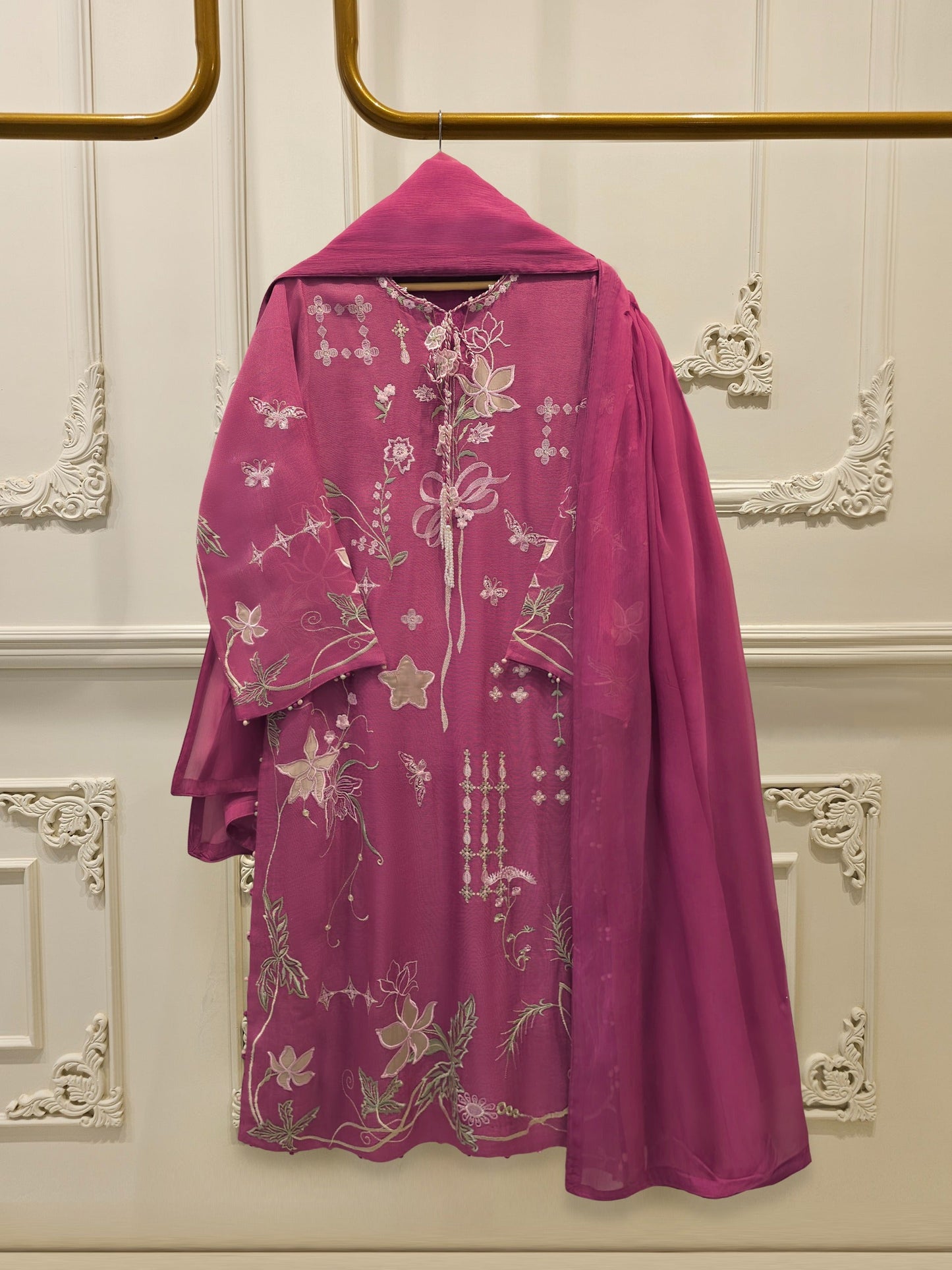 3 Piece - Pure Embroidered Cotton Net Suit