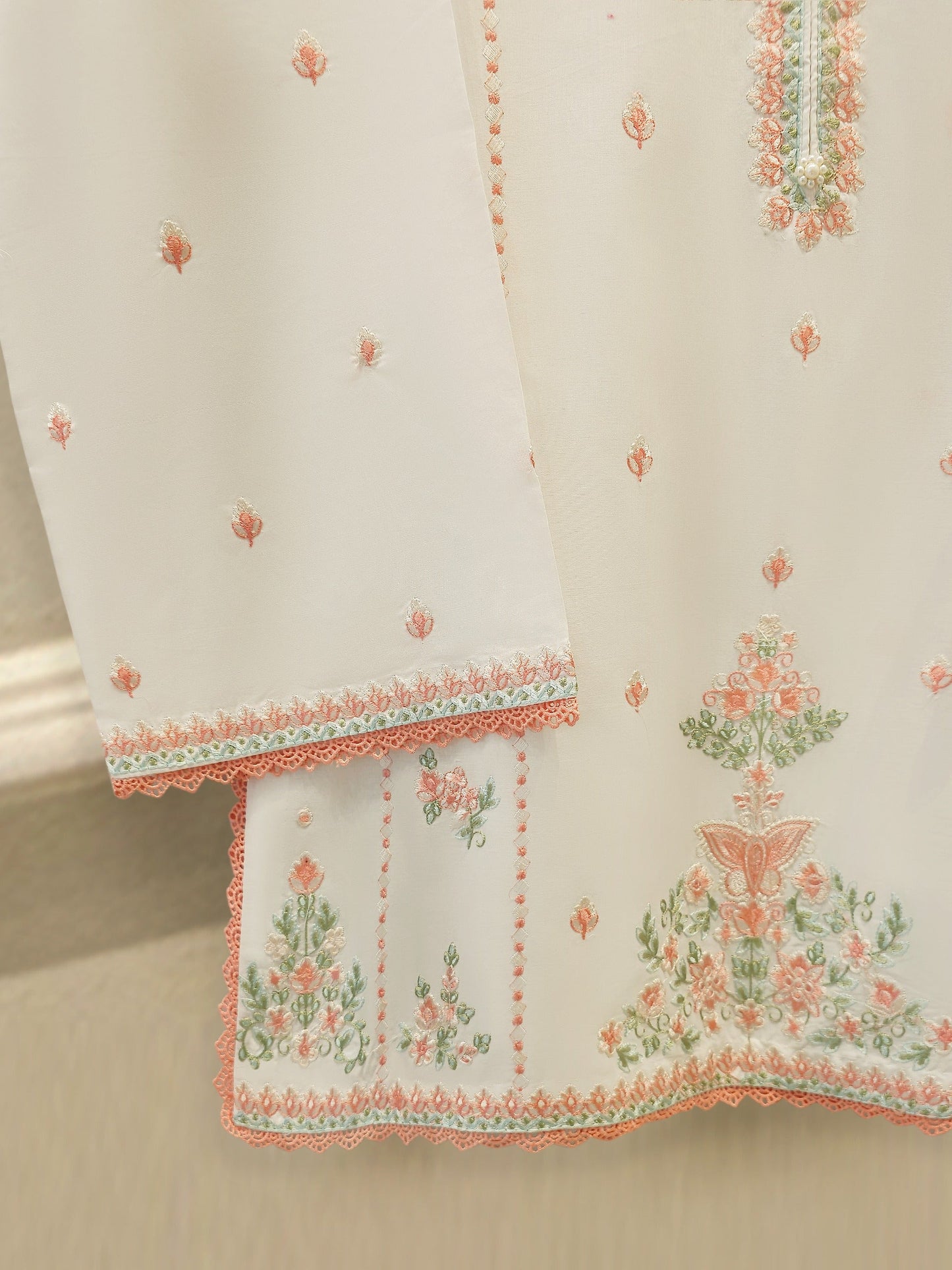 2 Piece - Embroidered Cambric Suit