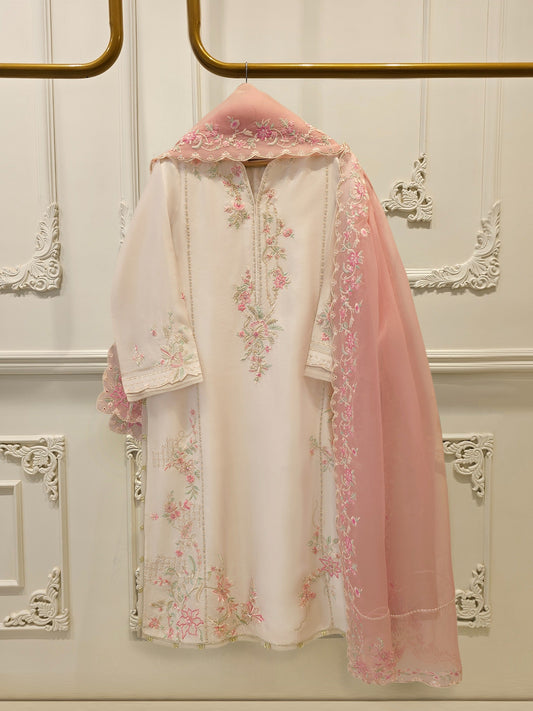 3 Piece- Pure Shisha Silk Embroidered Suit
