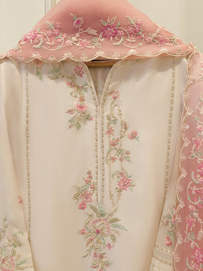 3 Piece- Pure Shisha Silk Embroidered Suit