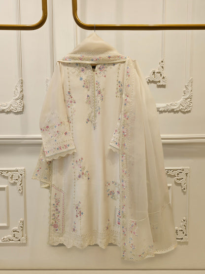 3 Piece- Pure Shisha Silk Embroidered Suit