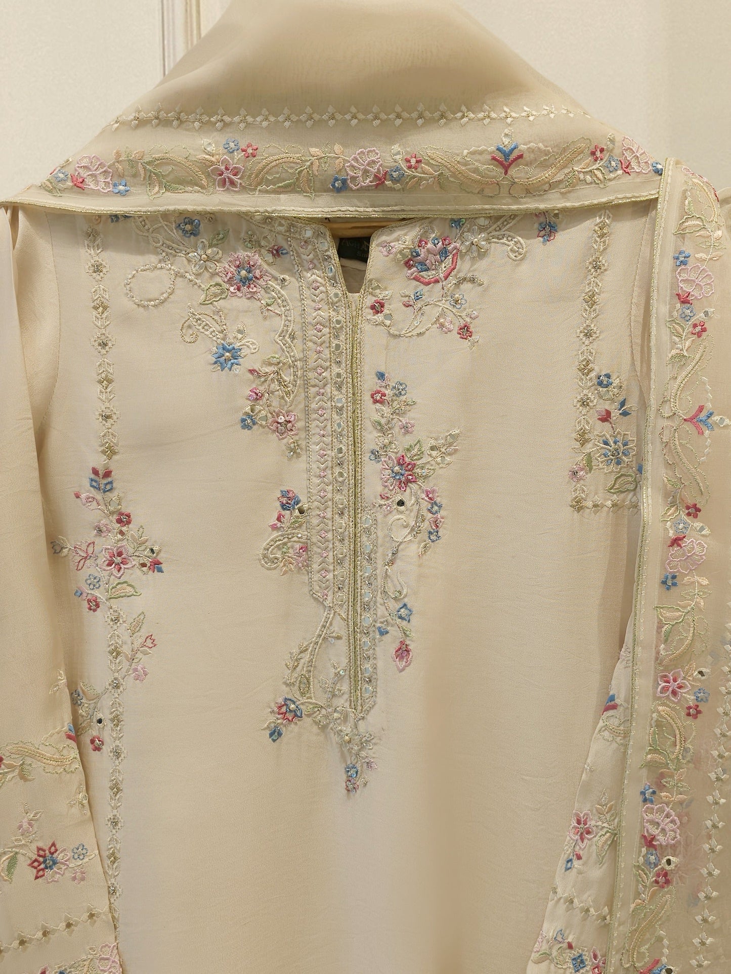 3 Piece- Pure Shisha Silk Embroidered Suit