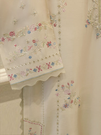 3 Piece- Pure Shisha Silk Embroidered Suit