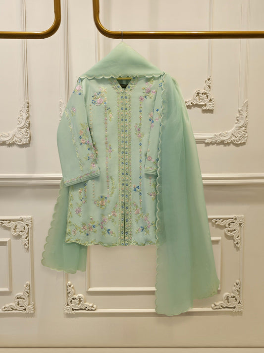 3 Piece- Pure Shisha Silk Embroidered Suit