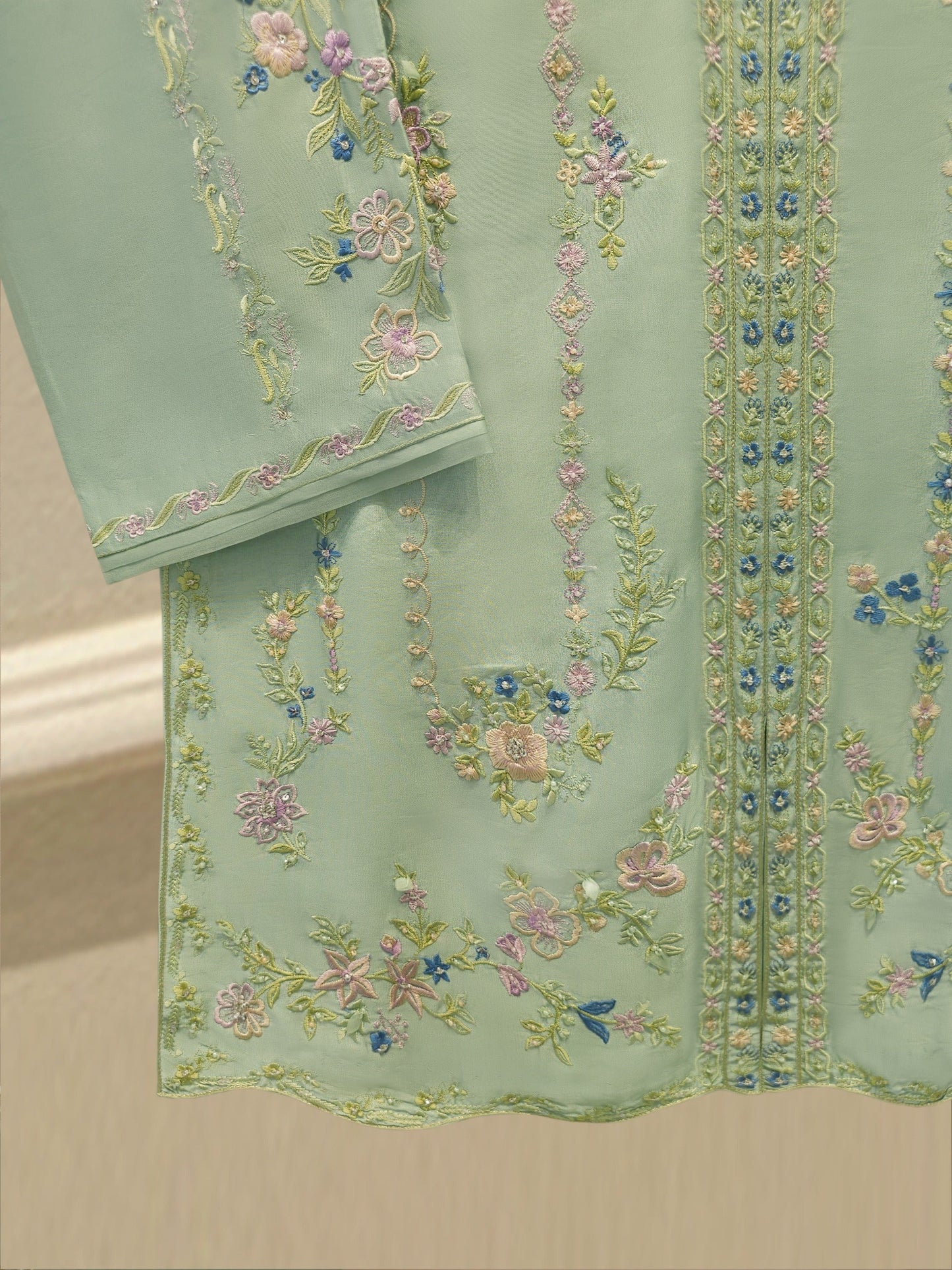 3 Piece- Pure Shisha Silk Embroidered Suit