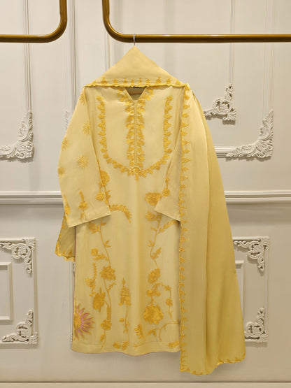 3 Piece - Pure Embroidered Cotton Net Suit