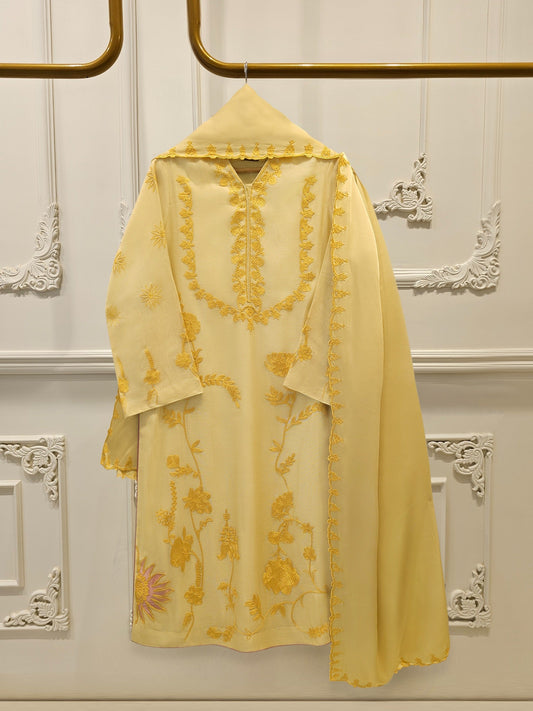 3 Piece - Pure Embroidered Cotton Net Suit