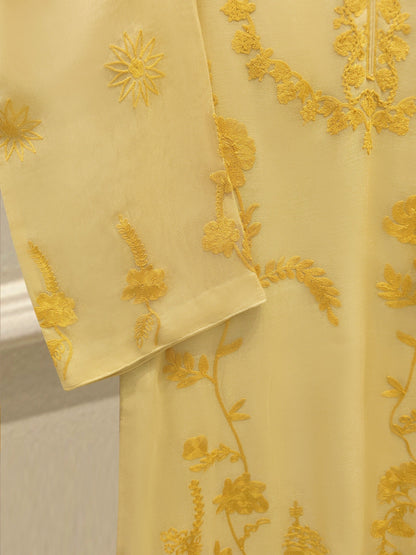 3 Piece - Pure Embroidered Cotton Net Suit