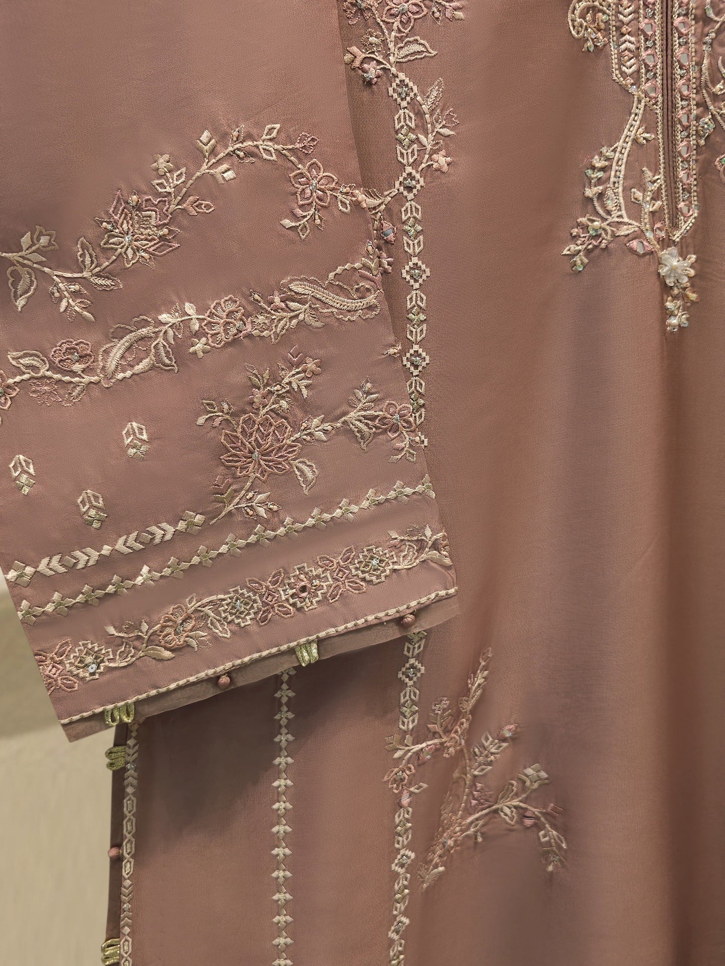 3 Piece- Pure Shisha Silk Embroidered Suit