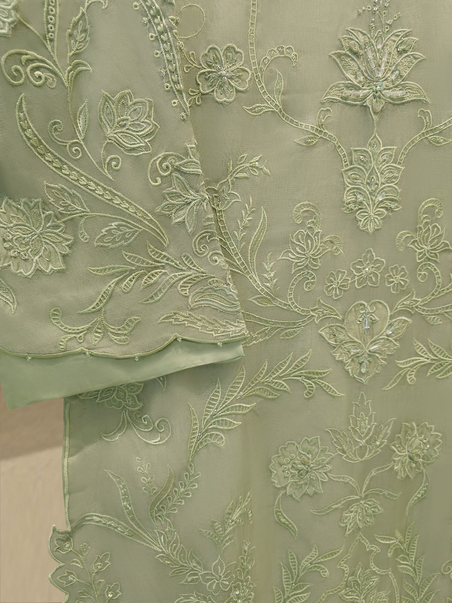 2 Piece - Pure Organza Embroidered Suit