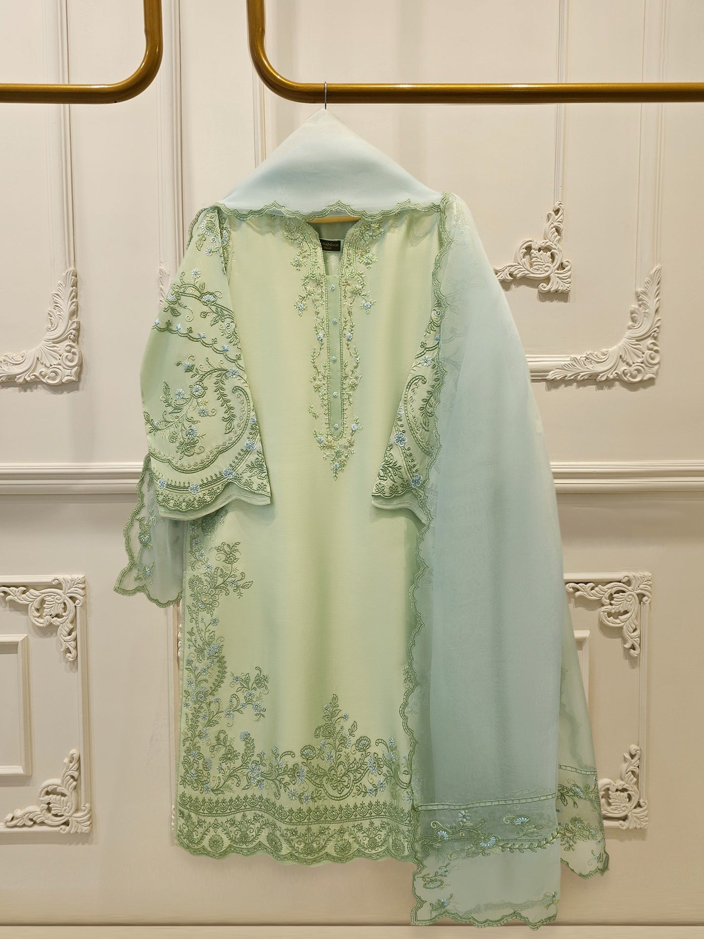 3 Piece- Pure Shisha Silk Embroidered Suit