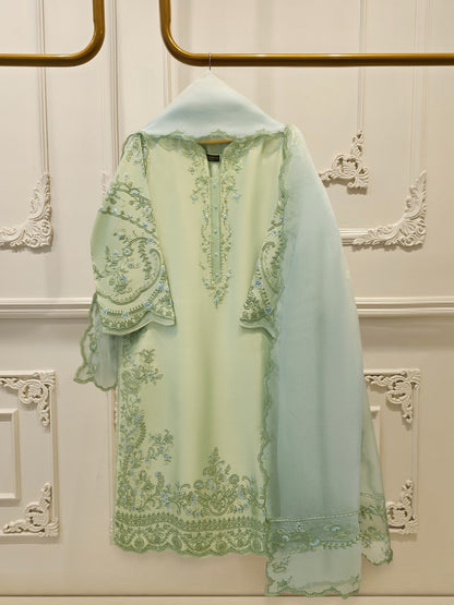 3 Piece- Pure Shisha Silk Embroidered Suit