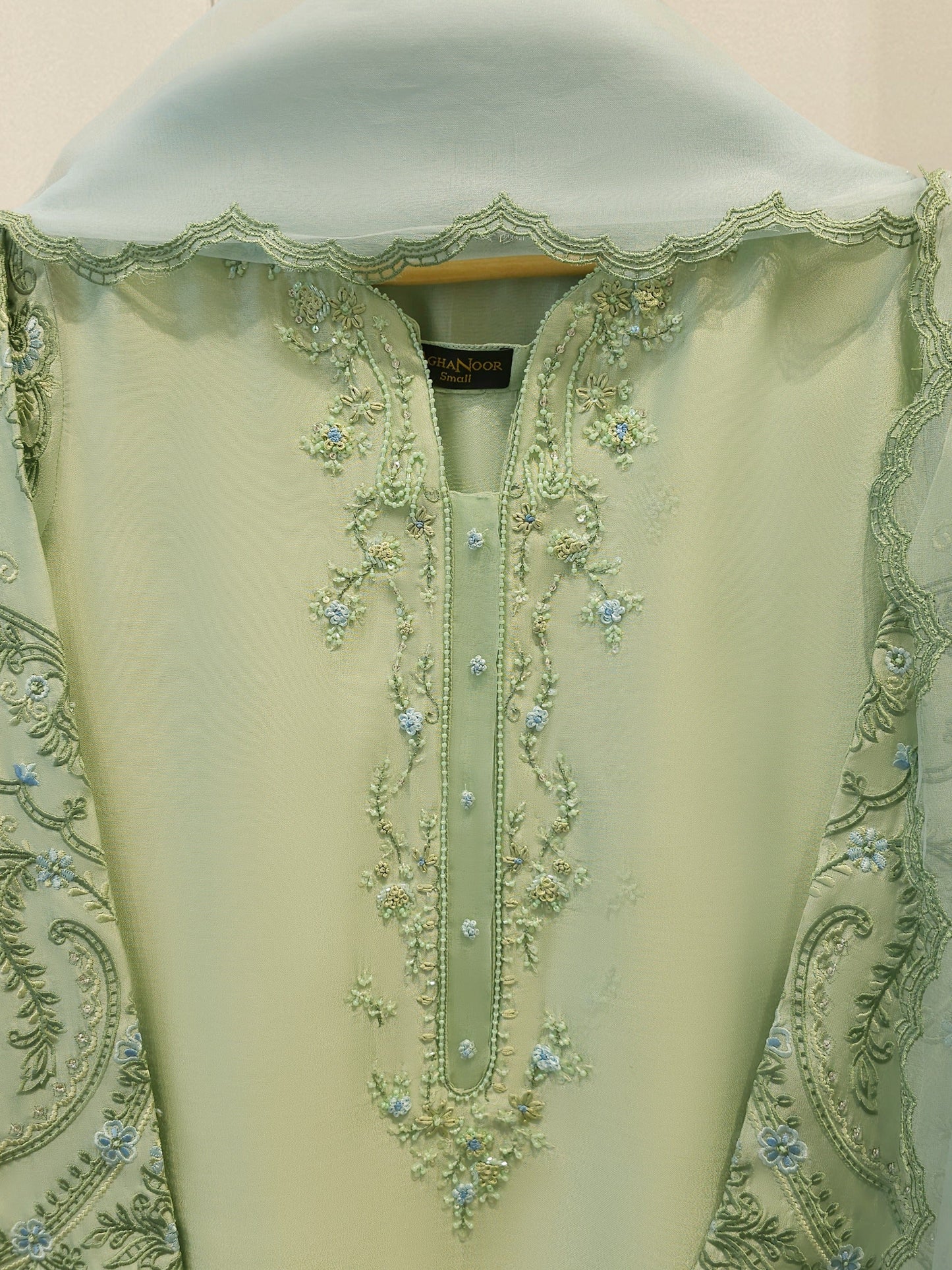3 Piece- Pure Shisha Silk Embroidered Suit