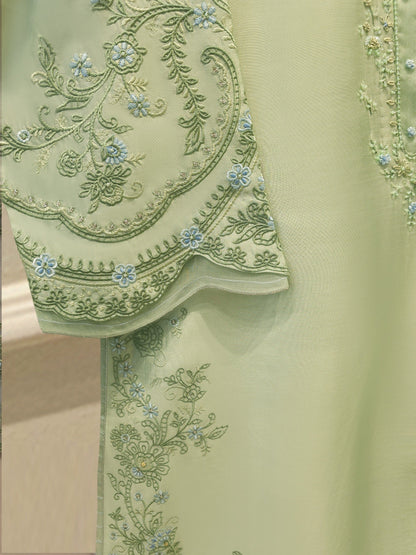 3 Piece- Pure Shisha Silk Embroidered Suit