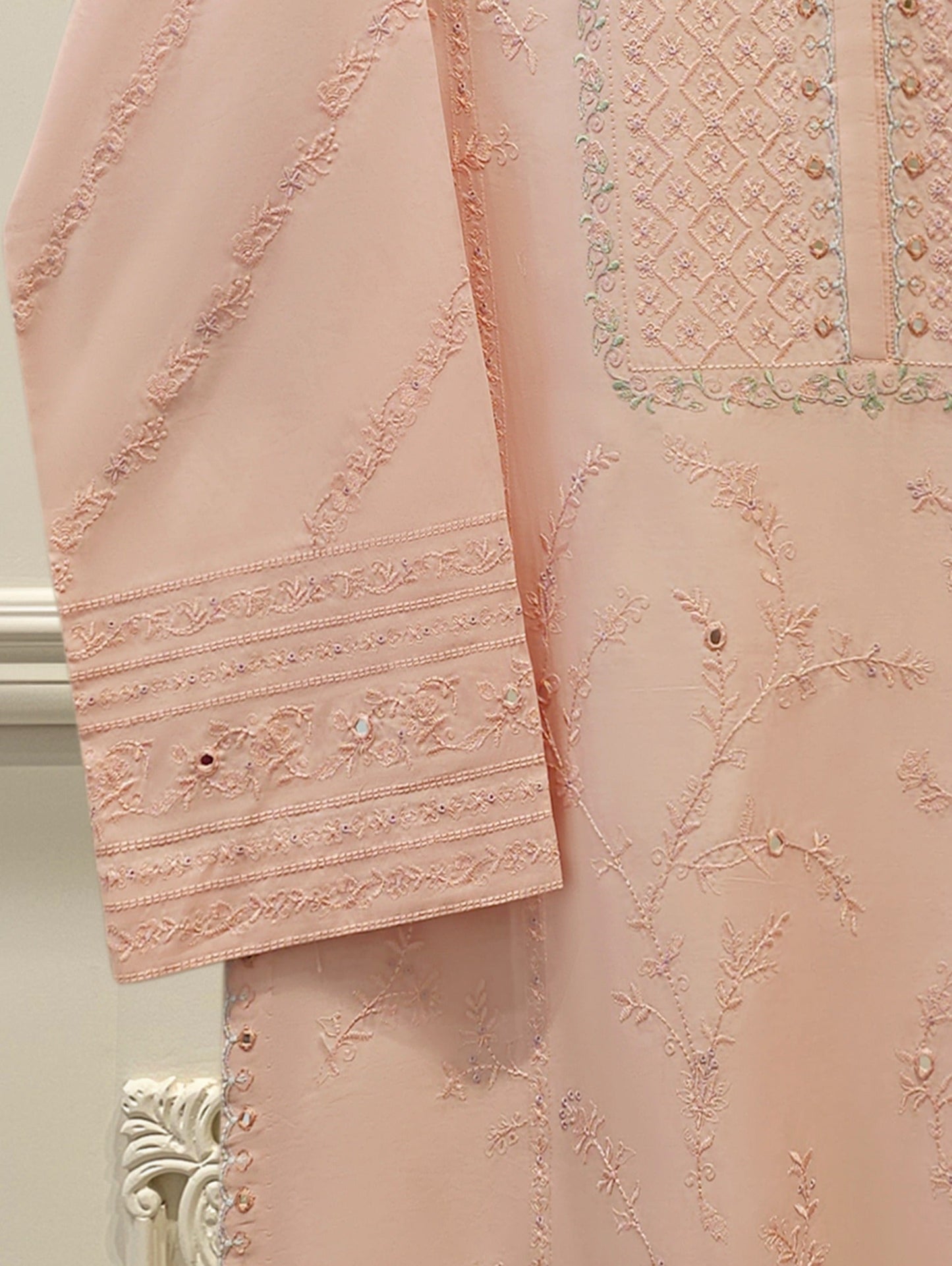2 Piece - Embroidered Cambric Suit