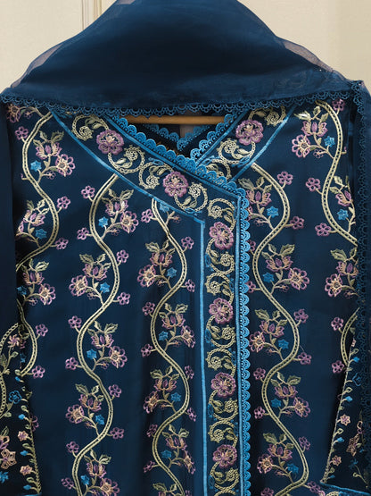 3 Piece- Pure Shisha Silk Embroidered Suit S115078