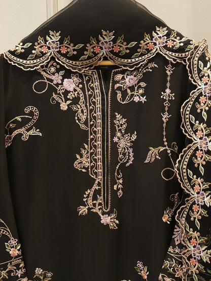 3 Piece- Pure Shisha Silk Embroidered Suit S115087