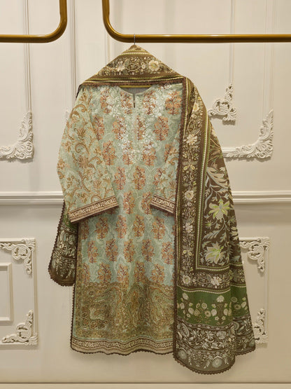 2 Piece -Digital Printed Embroidered Cambric Suit