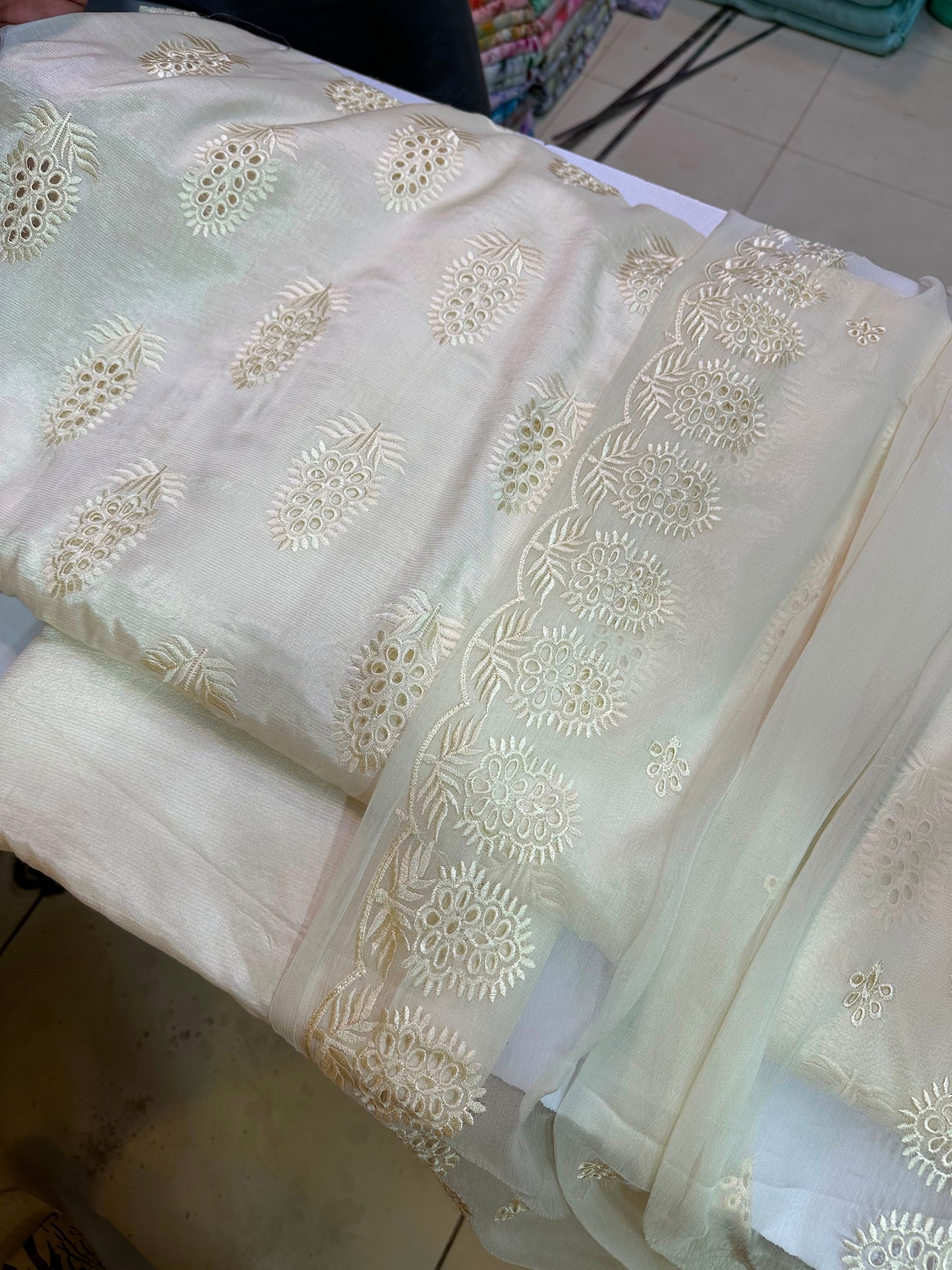 Pure silk Cutwork suit