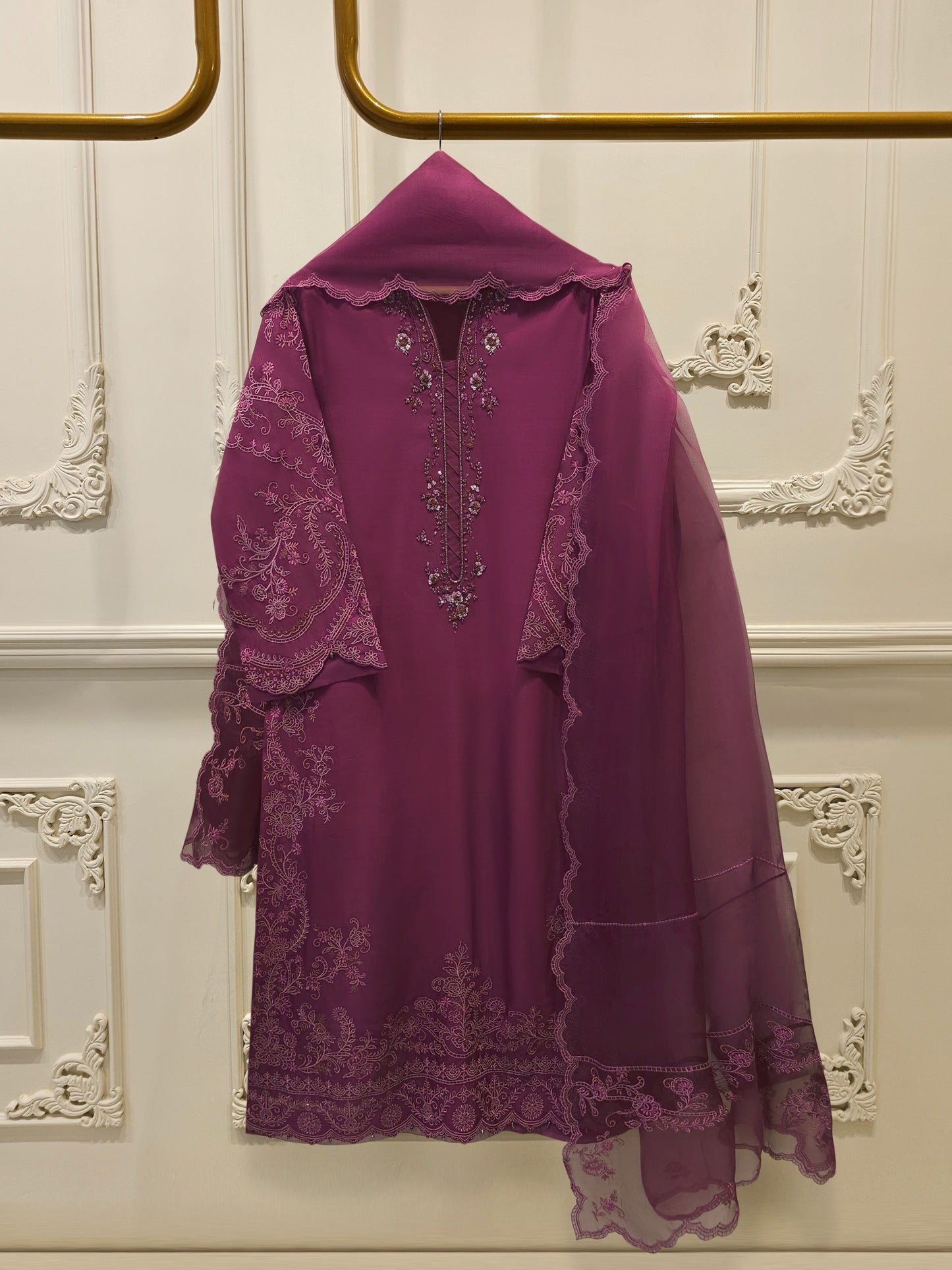 3 Piece - Pure Khaddi Silk Embroidered Suit