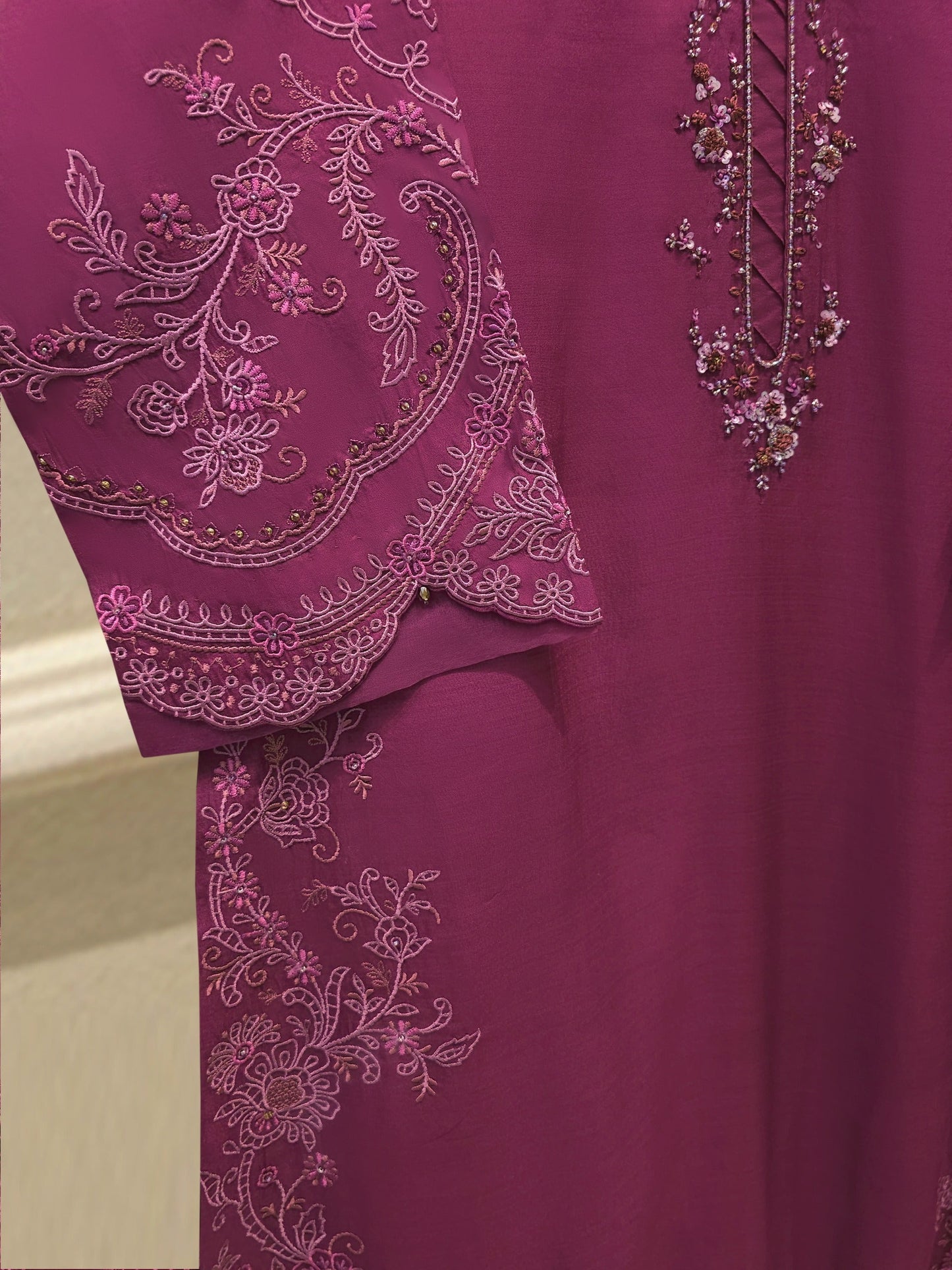 3 Piece - Pure Khaddi Silk Embroidered Suit